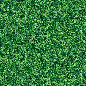 May include: A seamless pattern of swirling green and dark green abstract shapes. The pattern is reminiscent of a swirling, flowing liquid.
