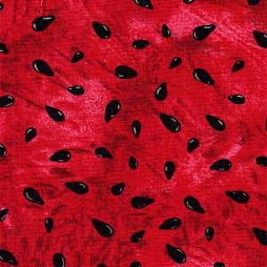 May include: A seamless pattern featuring a vibrant red background with a textured appearance. Scattered across the surface are numerous glossy black watermelon seeds, creating a playful and summery design. The pattern is suitable for various applications.