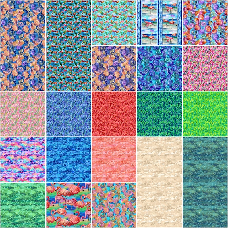 EOBPaintbrush StudioFabulous FlamingosLarge AlloverBlueCotton Fabric by the Yard or Select Length 120-208911 image 4