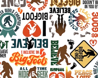 3 Wishes Fabric Legendary Loner I Believe in Bigfoot White Cotton Fabric by the Yard or Select Length 23816-WHT