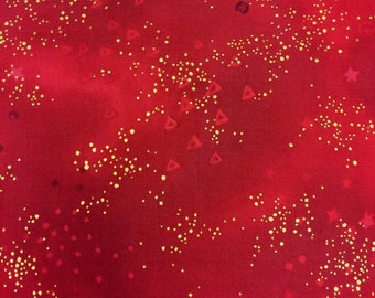 Clothworks~Laurel Burch~Basic Glitter w/ Metallic Gold~Lt Red~Cotton Fabric by the Yard or Select Length Y0808-4M