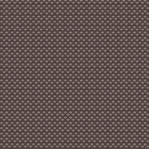 May include: A repeating pattern of small, light beige floral shapes on a dark brown background. The design is evenly spaced, creating a textured appearance. The overall effect is a subtle, yet detailed, decorative pattern.