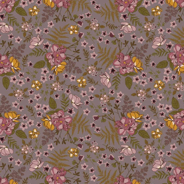 Riley Blake~Sonnet Dusk~Roses~Taupe~Cotton Fabric by the Yard or Select Length C11291R-TAUPE