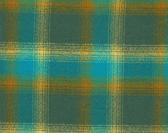 Robert Kaufman Mammoth Flannel Plaid Lagoon Yarn Dyed Flannel Fabric by the Yard or Select Length SRKF1488771
