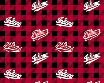 Sykel Enterprises College Cottons Indiana Hoosiers Buffalo Plaid Crimson/Black Cotton Fabric by the Yard IND-1207