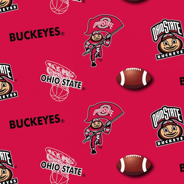 Sykel Enterprises~College Cottons~Ohio State University~Crimson~Fabric by the Yard OHS-041