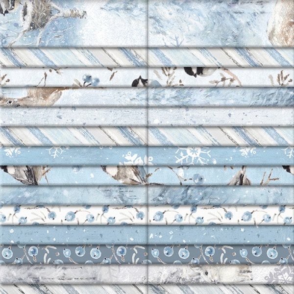 Wilmington Prints~Woodland Frost~2-1/2" x 44" Winter Forest Animal Strip Pack~40 Karat Crystals~40 pcs/pack~840-732-840