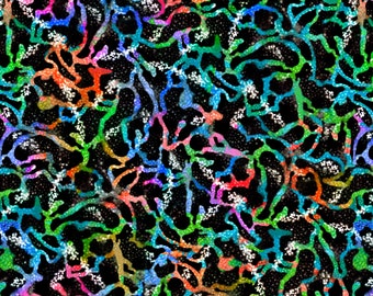 Studio E Jewels of the Jungle Reptile Skin Texture Digital Print Black Cotton Fabric by the Yard or Select Length 5556S-99