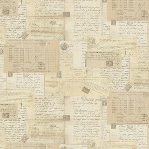 Michael Miller 108" Wide Backing Post Script Beige Cotton Backing Fabric by the Yard WBX9167-BEIG