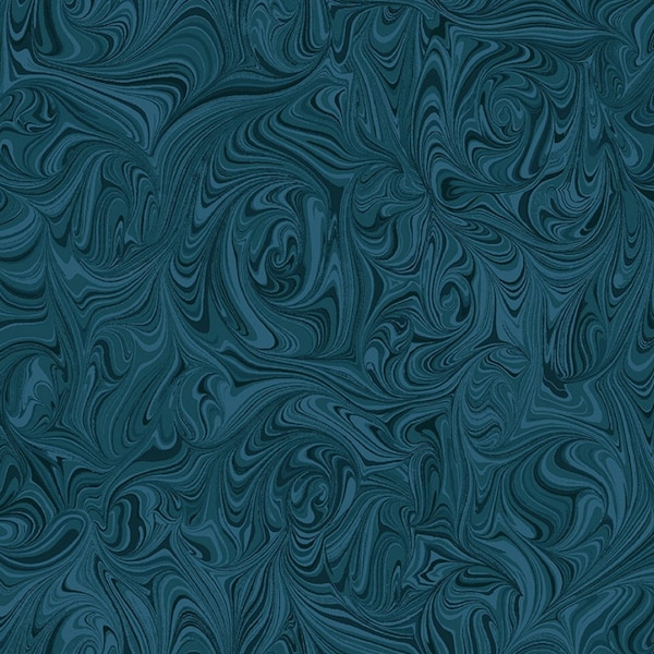 EOB~Benartex~Hooked on Fish~Marble Tonal~Dark Ocean~Cotton Fabric by the Yard or Select Length 10066B-85