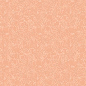Wilmington Prints~Peach Whispers~Floral Outlines~Peach~Cotton Fabric by the Yard or Select Length 83321-808