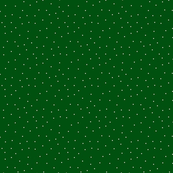 Wilmington Prints~Essentials Classics~Pindots~Dark Green/White~Cotton Fabric by the Yard or Select Length 39131-791