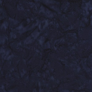 May include: A seamless fabric with a dark navy blue, mottled pattern. The texture appears soft and flowing, with subtle variations in tone creating a sense of depth and movement. The overall effect is a rich, luxurious appearance.