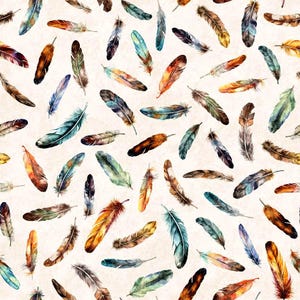 Quilting Treasures~Birdsong~Feather Toss~Digital~Cream~Cotton Fabric by the Yard or Select Length 30281-E