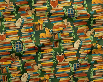 EOB~Paintbrush Studio~Forest Fables~Stacked Books~Multi~Cotton Fabric by the Yard or Select Length 120-19617