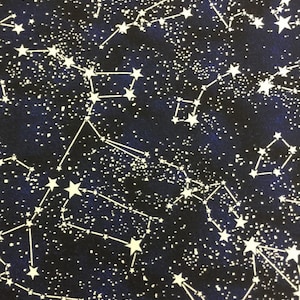 Timeless Treasures~Glow in the Dark Constellations~Midnight~Cotton Fabric by the Yard or Select Length CG2750-MIDN