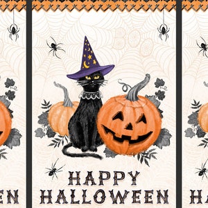 Wilmington Prints Meow-Gical Night, panneau de tissu en coton multicolore « Joyeux Halloween », 23,5 po x 43,25 po, vendu au panneau, référence 96471-298