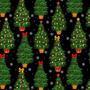 Blank Quilting~All Spruced Up~Christmas Trees~Black~Cotton Fabric by the Yard or Select Length 2768-99