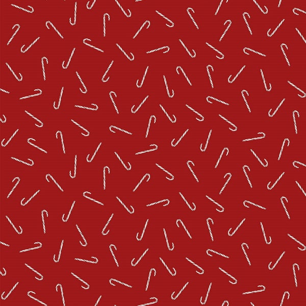 Figo~Noel~Candy Canes~Red~Cotton Fabric by the Yard or Select Length 90515-26