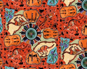 M&S Textiles アボリジナル ミラム ミラム Aka by Nambooka レッド コットン生地 1ヤードあたりまたは長さを選択 MMAR