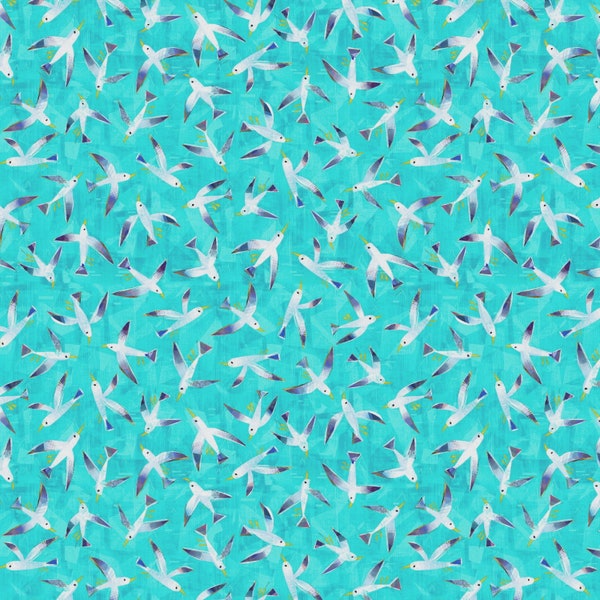 Windham~Icy World~Seagulls~Digital~Aqua~Cotton Fabric by the Yard or Select Length 52971D-6