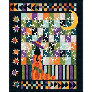 Quilt Kit~Happys Place~59.5&quot; x 73.5&quot; 1895 Watercolors Batik Halloween Quilt (Includes Pattern and Quilt Top/Binding Fabric) AAFQK-1489