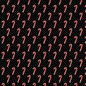 EOB~Michael Miller~Under the Mistletoe~Candy Cane~Black~Cotton Fabric by the Yard or Select Length CX9807-BLAC