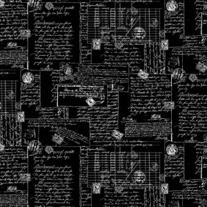 Michael Miller~108" Wide Backing~Calligraphy~Black~Cotton Backing Fabric by the Yard or Select Length WBX9166-BLAC
