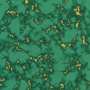 Robert Kaufman~Silverstone~Marble Texture w/ Metallic Gold~Pine~Cotton Fabric by the Yard or Select Length WELM19505274