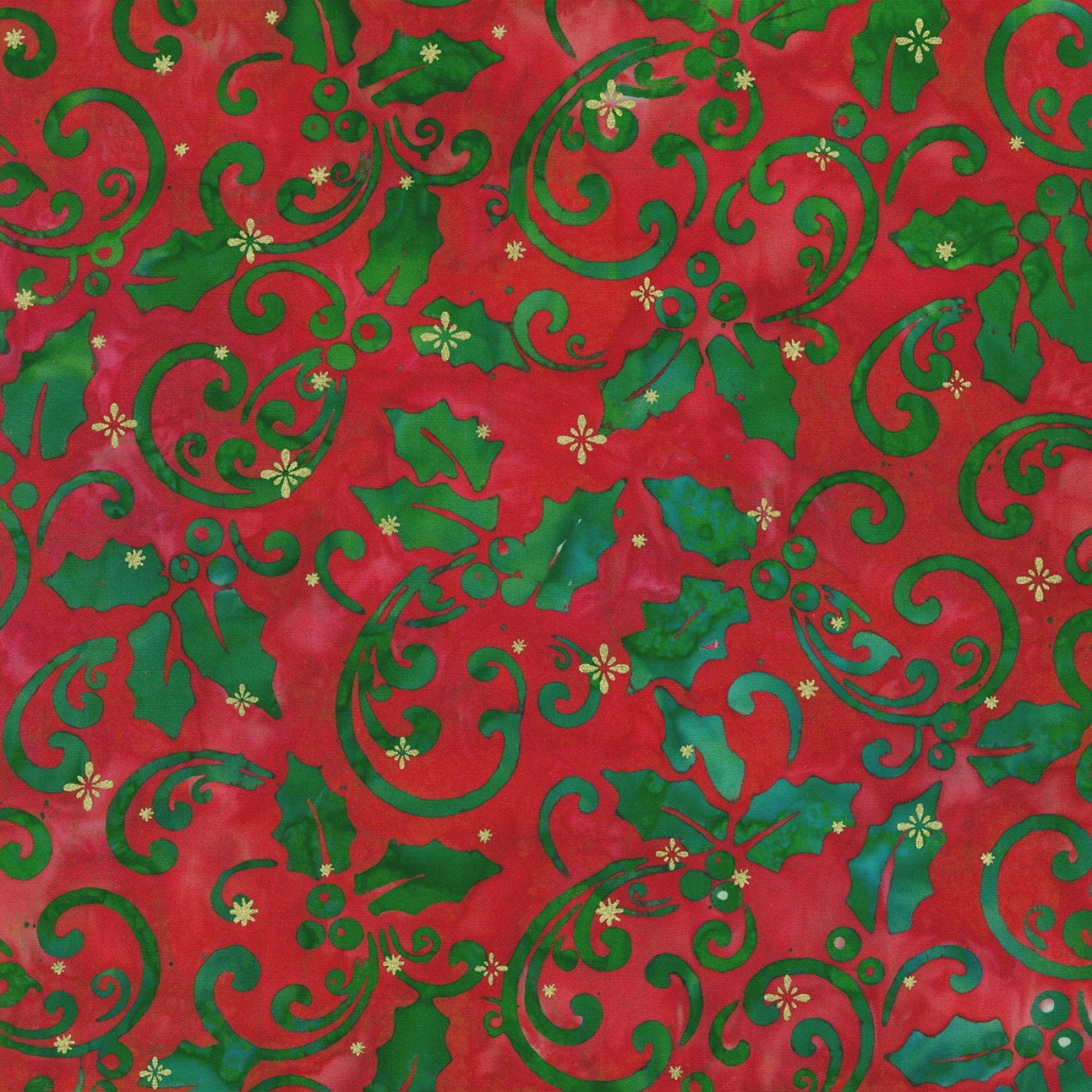 Robert Kaufman-artisan Batik-winter Sparkle-holly W/metallic - Etsy