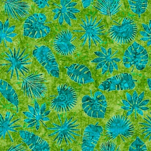 EOB~Tesoros de acolchado~Serengeti~Hojas de palmera~Impresión digital~Verde~Tela de algodón cortada a medida o seleccione largo 27767-G