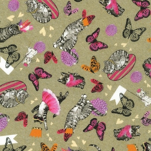 Robert Kaufman~Fancypants~Cats~Natural~Cotton Fabric by the Yard or Select Length AWUD2208514