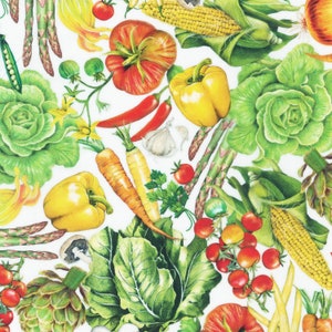 Robert Kaufman~Down on the Farm~Veggies~Digital~Veggie~Cotton Fabric by the Yard or Select Length AMKD19301261
