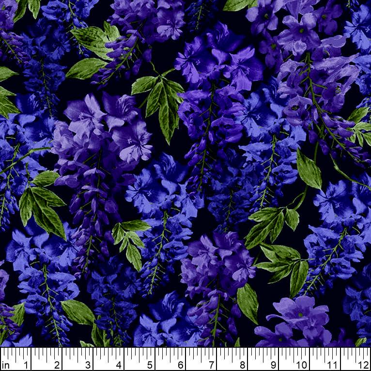 Eob~michael Miller Wisteria Lane Wisteria Digital Midnight Cotton