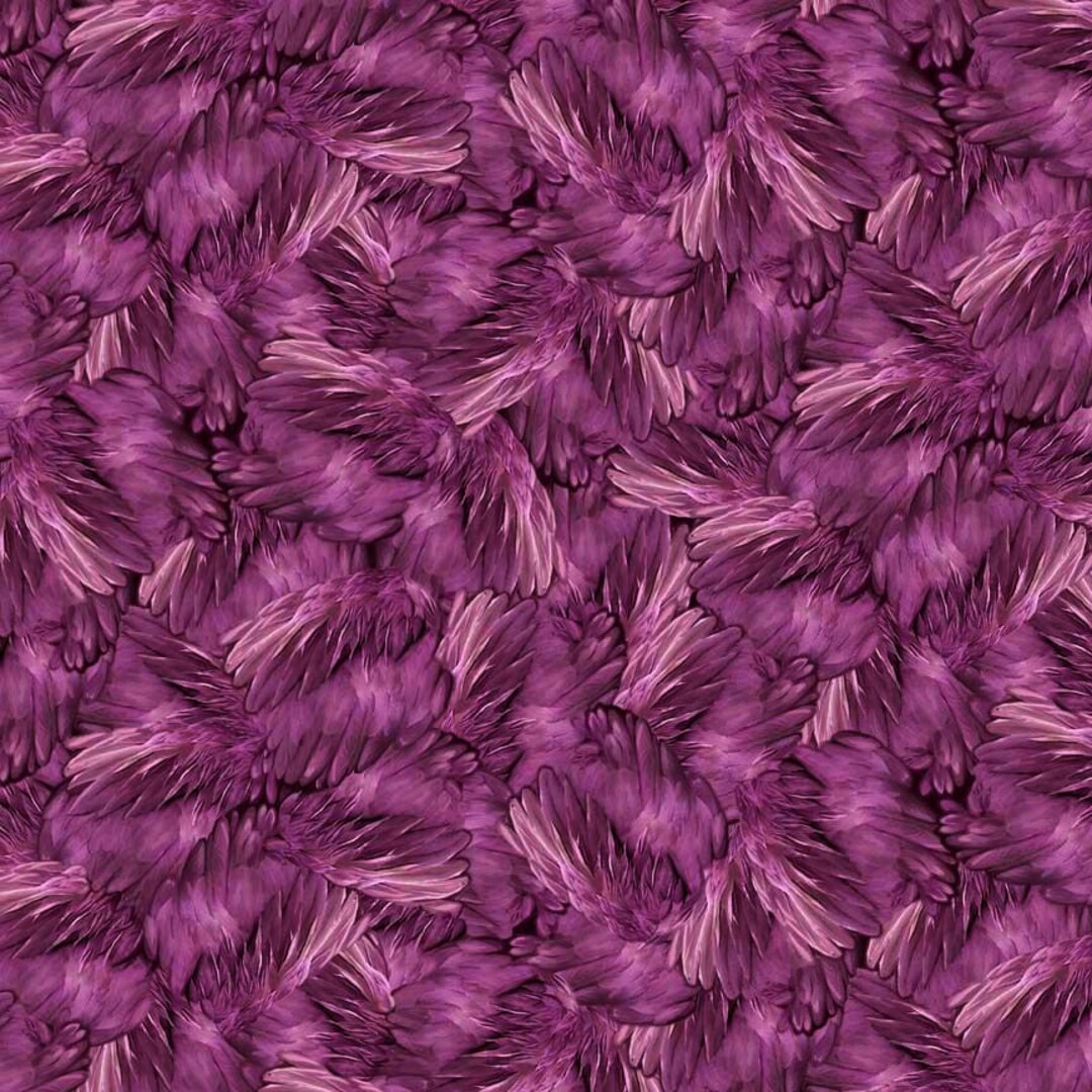 Quilting Treasures Spirit of the Heron Feathers Digital Plum Cotton ...