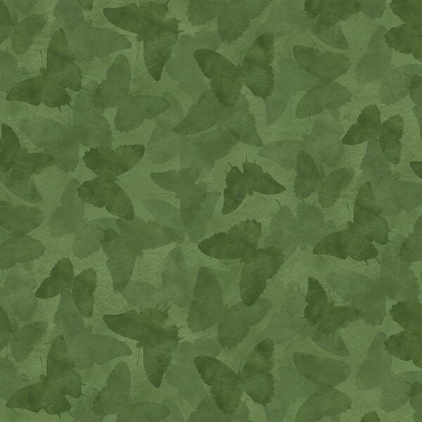 EOB~Wilmington Prints~Daydream Garden~Tonal Butterflies~Green~Cotton Fabric by the Yard or Select Length 50016-777