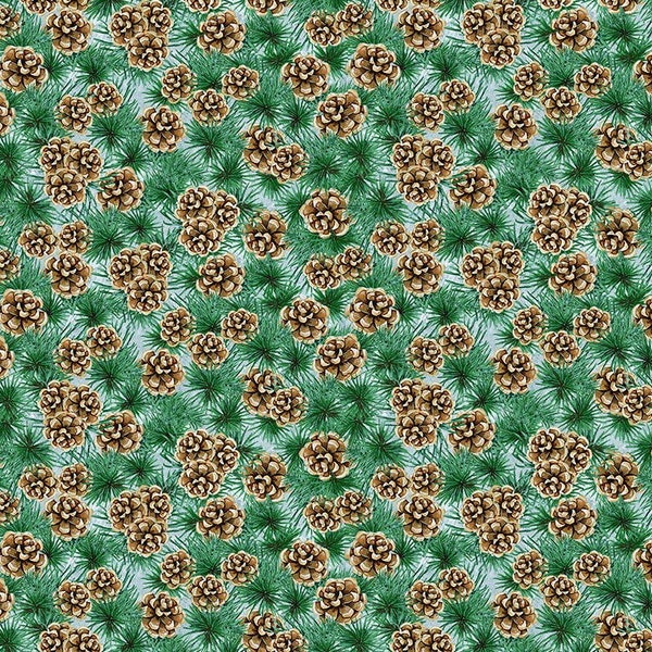 Blank Quilting~Joyful Tidings~Pine Cones~Green~Cotton Fabric by the Yard or Select Length 1566-66