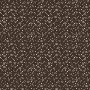May include: A seamless pattern with a brown background and a repeating design of interlocking circles and small white dots.