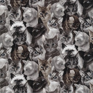 Paintbrush Studio~My Pet Family~Packed Cats~Grey~Cotton Fabric by the Yard 120-16082 (Flawed)