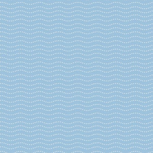 May include: A seamless pattern of white dots arranged in wavy lines on a light blue background.