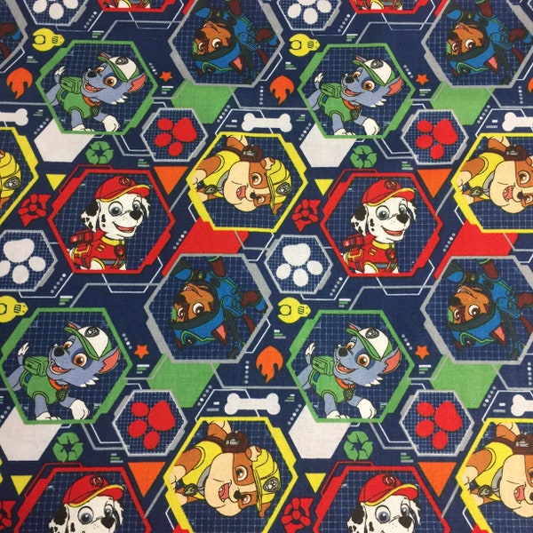 David Textiles~Paw Patrol~Mission Pawsible~Navy~Cotton Fabric by the Yard PW41456CW2