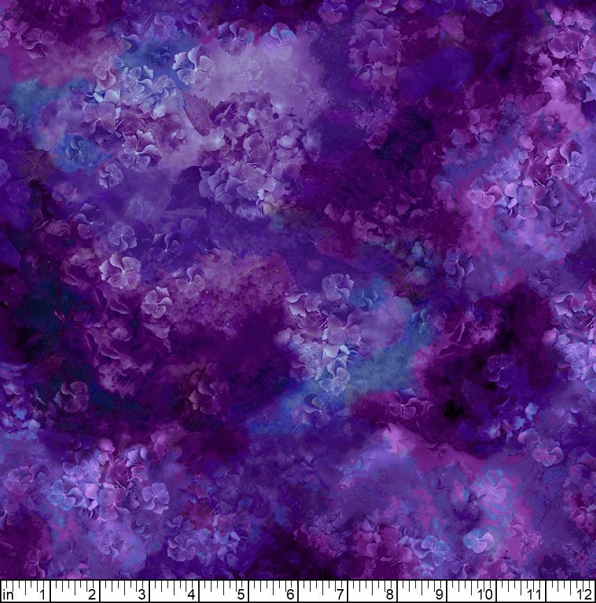 Quilting Treasures Hydrangea Blooms Texture Digital Violet Cotton