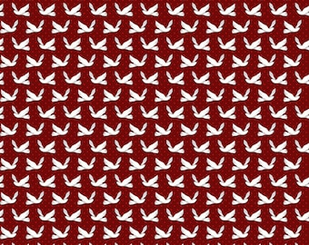 Studio E~Winter White~Snow Birds~Red~Cotton Fabric by the Yard or Select Length 7225-88