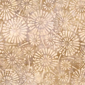 Wilmington Batiks~Cinnamon Twist~Flower Burst~Light Tan~Cotton Batik Fabric by the Yard or Select Length 22300-151