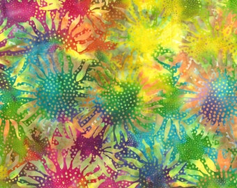 EOB~Hoffman~Bali Batiks~Sunflower~Multi~Cotton Batik Fabric by the Yard or Select Length 884-130