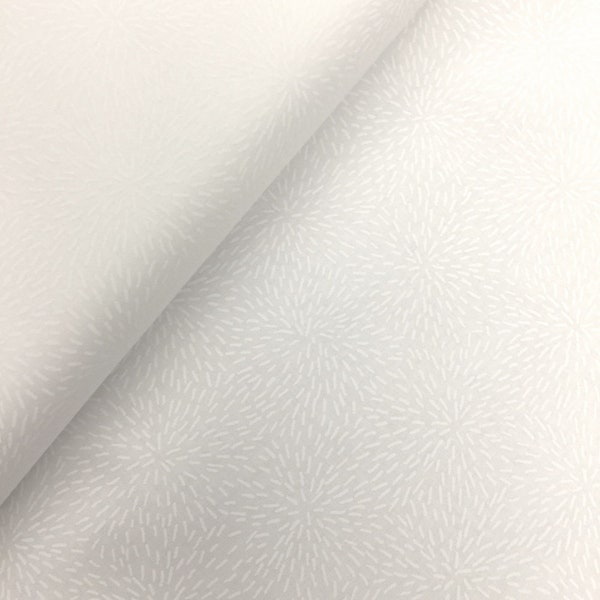 P & B Textiles~Ramblings 11~Bloom~White on White~Cotton Fabric by the Yard or Select Length RA11777-W