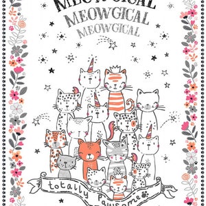 Michael Miller~Meowlogical~23.5&quot; x 43&quot; Totally Pawsome Panel~Digital Print~Multi~Cotton Fabric by the Panel CX9616-MULT