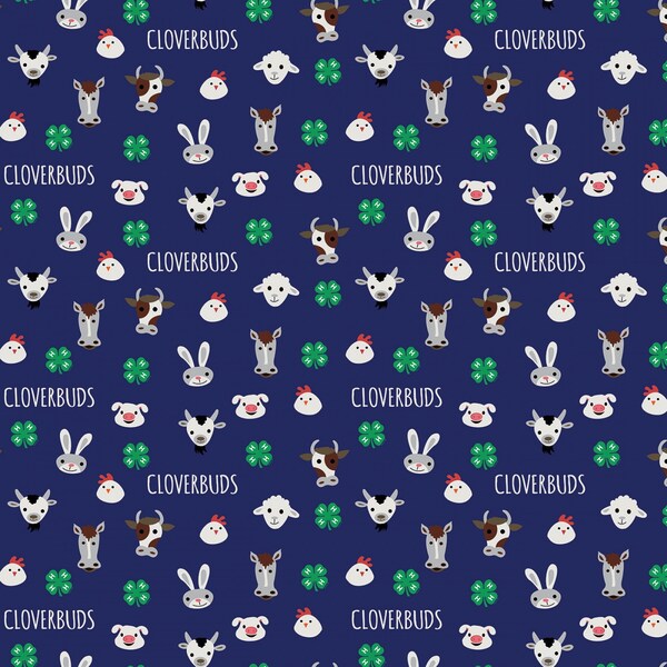 Riley Blake~4-H at the Fair~Cloverbuds~Blue~Cotton Fabric by the Yard or Select Length C9122-BLUE