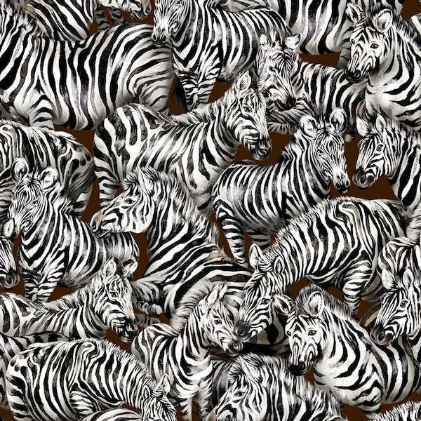 Oasis Fabrics~Jangala~Zebras~Black/White~Cotton Fabric by the Yard or Select Length 594851