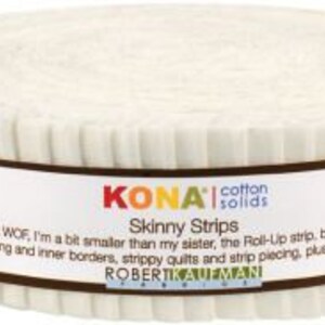 Robert Kaufman~Kona Solids~Snow~1-1/2&quot; Strips~Skinny Strips~40pcs/Bundle SS-100-40